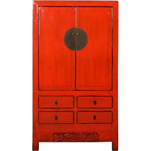Fine Asianliving Antieke Chinese Bruidskast Rood High Gloss B104xD49xH193cm Chinese Meubels Oosterse Kast