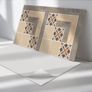 Wallfluent Vinyl Wandpaneel - Geometrische patronen op tegels Wandpaneel PVC - 120 cm x 60 cm - Beige Vinyl Wandpaneel - Set van 1 - Rechthoekig Wandbekleding Vinyl - Texturen Wandpaneel - Zelfklevend Wandpaneel - Wandpaneel Keuken en Badkamer