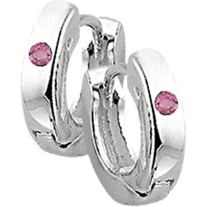 YO&NO - Oorbellen - Zilver - Oorringen - klap - Zirkonia - Roze - 12mm - 3,5mm - Kinderen - Zilver 925