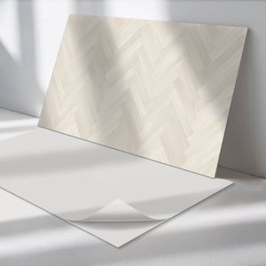 Wallfluent Vinyl Wandpaneel - Visgraatpatroon in hout Zelfklevend Wandpaneel - 120 cm x 60 cm - Romig PVC wandpaneel - Set van 1 - Rechthoekig Wandbekleding Vinyl - Texturen Wandpaneel - PVC Muurpaneel - Wandpaneel Keuken en Badkamer