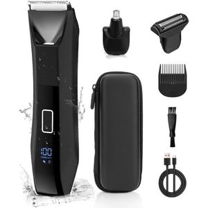 Bodygroomer mannen-3-in-1 baardtrimmer voor heren-bodygroomers-Inclusief neushaartrimmer-Smooth Shave Body Detailer - Lichtgewicht - Met reisslot - LED-scherm - IPX7 waterdicht-Inclusief opbergtas