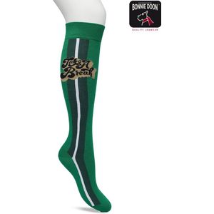 Bonnie Doon Dames Kniekousen Groen maat 36/42 - Knie Kousen - Streep - Bies - Print - Uitstekend draagcomfort - Take A Break Knee Sock - Kniesokken - Zakt niet af - OEKO-TEX - Jellybean - BP221703.257