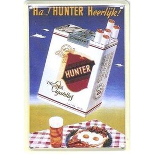Hunter Virginia reclame Heerlijk Pakje Cigarettes reclamebord 10x15 cm