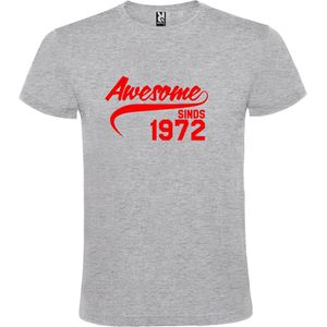 Grijs T shirt met ""Awesome sinds 1972"" print Rood size XS
