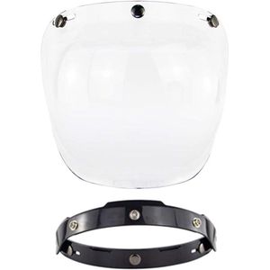 Open Face Motorfiets Helm Vizier met UV-bescherming en Bubble Vizier - Transparant - Eén Maat - Winddicht - Motorhelm Accessoires