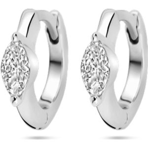 Zilver - Gerhodineerde Klapoorringen - Zirkonia - 10 mm