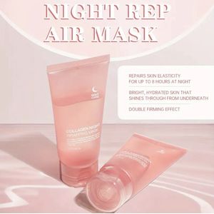 Collageen Hydraterend Gezichtsmasker 75ml - Night Wrapping Mask met Jelly Borstel- Glass Skin Effect – Fijne Poriën – Korean Skincare – Anti-Aging