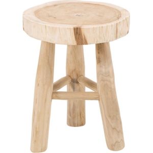 Kruk Kaden- ø35-40x50 cm - Naturel - Munggur - krukje hout, krukjes om op te zitten, krukje badkamer, krukjes om op te zitten volwassenen, krukje make up tafel, kruk, krukje, houten krukje,