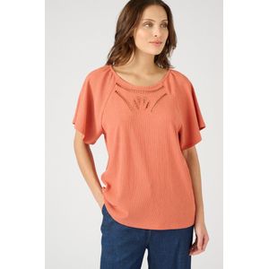 Damart - T-shirt in getextureerd tricot - Dames - Roze - XS