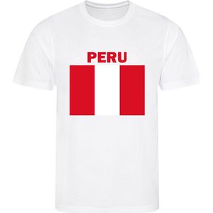 Peru - T-shirt Wit - Voetbalshirt - Maat: S - Landen shirts
