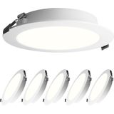 HOFTRONIC - Set van 6 Georgia LED platte inbouwspots wit - inbouwdiepte 27mm - 18W 1820lm - Rond - 4000K Neutraal wit - Ø220 mm - IP20 voor binnen