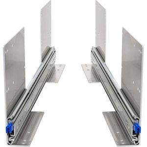 Set 250kg ladegeleiders + haakse vloermontage 3-hoog 1700 mm 68inch met vergrendeling en volledig uitschuifbaar - Lange laderails lock in/uit met hoge lichte beugels 170cm 68