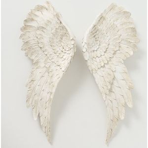 Engel vleugels wandobject -muurdecoratie engelvleugels - wit/ creme -55x20x7cm - kunsthars
