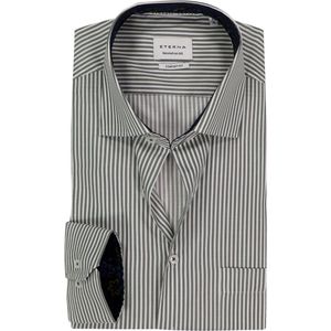 ETERNA - Comfort Fit - Overhemd - Groen Gestreept - Strijkvrij - Boordmaat 41