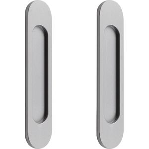 Zelfklevende ovale schuifdeurgrepen, 2-pack aluminiumlegering verzonken trek-ponsvrije handgreep voor schuifdeuren, ramen, kasten (ijzergrijs)