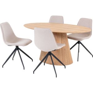 House Nordic Eetkamerset Bolton en Monaco - Eettafel met 4 Eetkamerstoelen