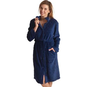 Badjas met knopen – dames badjas fleece – met knoopsluiting – zacht & warm - maat XXL