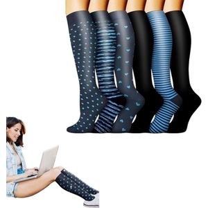 6 paar - copper compressiekousen - voor dames en heren - beste ondersteuning voor verpleegkundigen, hardlopen, wandelen en herstel - 31×29cm