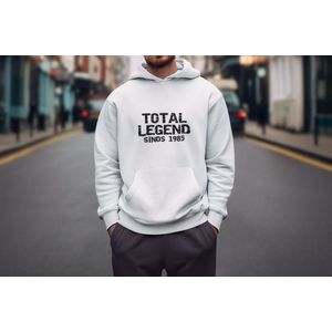 1985 Jaar Wit Hoodie heren - Maat M - Total Legend - Verjaardag Cadeau Mannen - Limited Edition