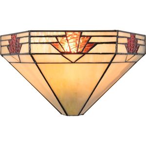 Wandlamp Tiffany 31*15*17 cm E14/max 1*40W Beige, Rood Kunststof, Glas Driehoek Art Deco Muurlamp Sfeerlamp Glas in Lood