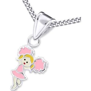 Amanto Kids Ketting Chaz - 925 Zilver E-Coating - Popje - 8x1mm - 38cm