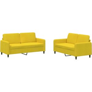 vidaXL Loungeset - 2-delig - Fluweel Geel Tweezitsbank - Lounge Set - Bankstel - Fluweel Sofa - Gele Bank