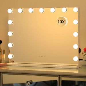 Opvouwbare Make-upspiegel - Verstelbare Helderheid - Dubbelzijdige Spiegel - Draagbaar Design - Ideale Reisgenoot voor Perfecte Make-up - Wit