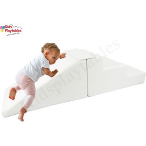 Midi glijbaan Wit, Zachte Soft Play Foam Blokken 2-delige set | grote speelblokken | motoriek baby speelgoed | foamblokken | reuze bouwblokken | Soft play peuter speelgoed | schuimblokken