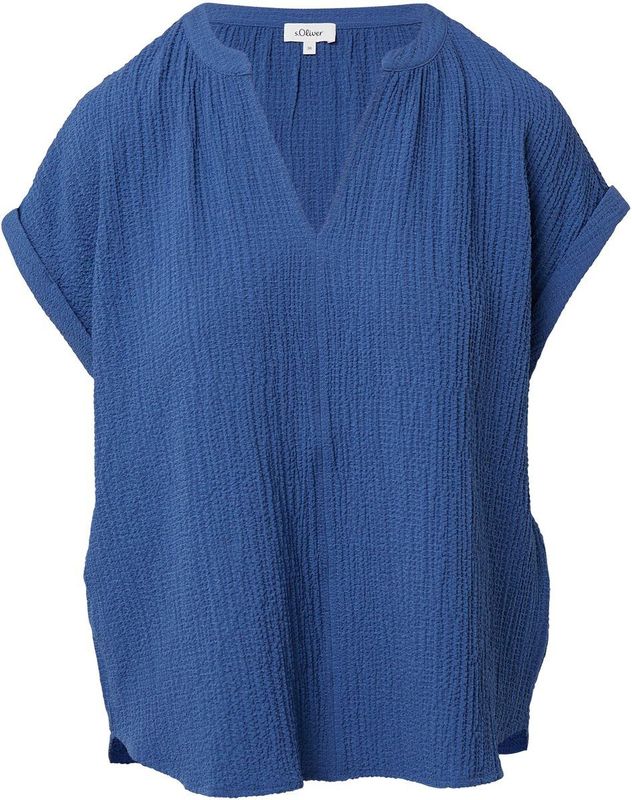 s.Oliver - Blouseshirt - Saffier - Viscose - Losse Pasvorm - Kwartmouw