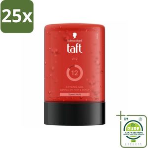 25 x Taft - V12 - Styling Gel - Supersnelle hold - 300 ml - Grootverpakking - Styling Gel - Taft V12 - Snel Drogend - Sterke Hold - Vegan Styling Gel