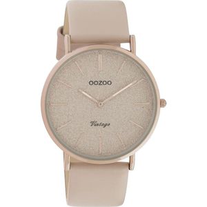 OOZOO Vintage series - rosé goudkleurige horloge met zacht roze leren band - C20166 - Ø40