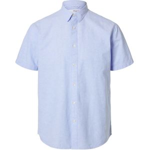 Selected Homme Heren Overhemd SLHREGSUN SHIRT SS CLASSIC regular fit Blauw L Volwassenen