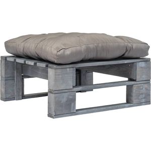 The Living Store Pallet Hocker - Tuinmeubel - 60 x 60 x 35 cm - Grijs geïmpregneerd grenenhout