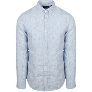 Steppin' Out Overhemd Linnen Streep Lichtblauw - Maat XXL - Heren - Casual Shirt