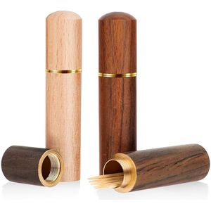 TRANKIELO® - Houten tandenstokerhouder - 3 stuks - Draagbare en hygiënische opbergdoos voor tandenstokers