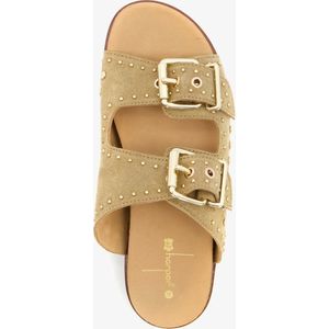 Harper leren dames slippers met studs beige - Maat 37 - Echt leer