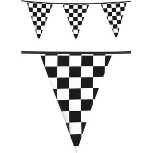 2 stuks Racing Vlaggenlijn  Zwart wit ,  12 meter,  formule 1 , Verjaardag, Versiering