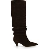 Manfield - Hoge Laarzen - Donkerbruin - Suède - Met Kittenheel