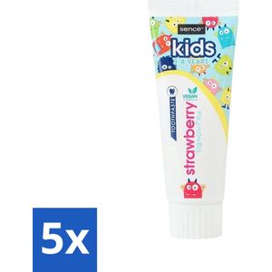 Sence - Kids 3-8 Jaar - Tandpasta - Aardbei Smaak - Vegan - 75 ml - Bulkverpakking - 5 stuks