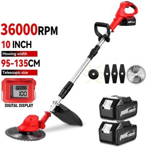 Grastrimmer - Grasmaaier - Grasmachine - Draadloze - 4000W - 36000RPM - Brushless Motor - Verstelbaar en Inklapbaar - Voor 21V/18V Batterij