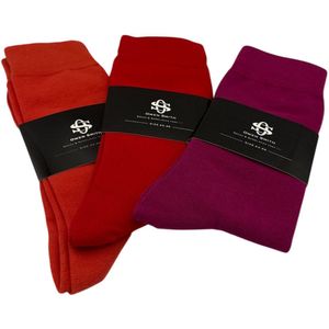 Owen Smith - Herensokken - 3 paar - Rood, Fuchsia, Orange rust - maat 43-46