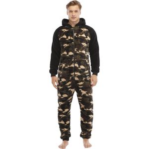 Warme Fleece Onesie Pyjama met Capuchon voor Heren - Zachte Jumpsuit voor Herfst en Winter