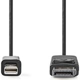 Mini DisplayPort-Kabel - DisplayPort 1.2 - Mini-DisplayPort Male - DisplayPort Male - 21.6 Gbps - Vernikkeld - 2.00 m - Rond - PVC - Zwart - Blister