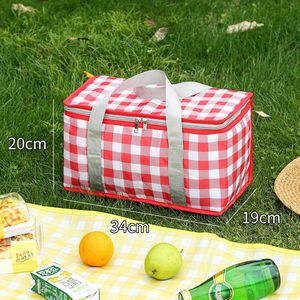 Somstyle Picknickmand - 35 x 20 x 20 CM - Koeltas - Opvouwbaar - Thermo Lunchtas - Rood & Wit