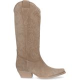 Sacha - Dames - Beige suède cowboylaarzen met stiksels - Maat 38