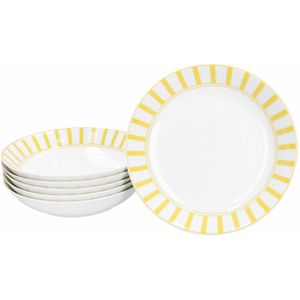 MamboCat Marie Soepborden, set van 6 stuks, 400 ml, porseleinen servies met bloemenweide-decoratie voor 6 personen, diepe borden voor salade, soep, muesli, pasta enz
