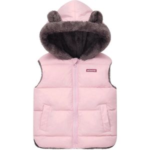 Gewatteerd vest voor kinderen, meisjes, donsjack met capuchon, winddicht, warm, mouwloos, 2-7 jaar