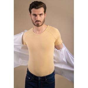 Luxe Anti Zweet Shirt - Huidskleurig Onderhemd Heren - Ozichtbaar ondershirt mannen - Ingenaaide Okselpads - Waterdicht Zweetshirt - Ademend Zweet Onderhemd - Zweet Absorberend Shirt