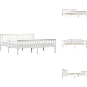 vidaXL Bed - Massief grenenhouten frame - 208 x 188 x 82 cm - Wit - Bed