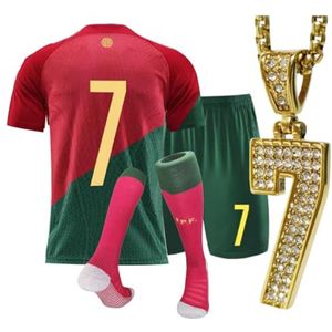 Voetbal Jersey voor Kinderen met Sokken en Kettingen - Rood/Groen - Jeugd Sportkleding